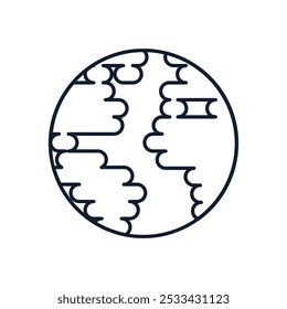 Vector illustration of planet Earth in linear style. Science, discovery, and space symbol. Astronomy and cosmos element