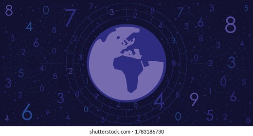 vector illustration of planet Earth and number for numerology and astrology visuals