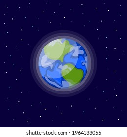 Vector illustration of planet Earth on the background of space and stars.