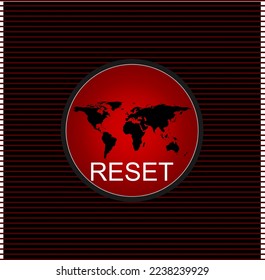 Vector illustration of planet earth reset button. Global problems of corruption, inflation, pollution, wars and conflicts