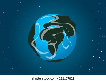 Vector illustration. Planet earth in space