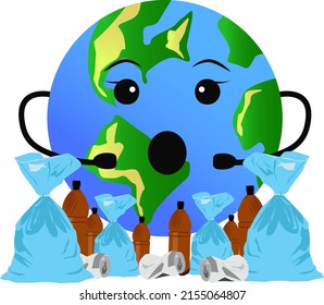 Vector Illustration Planet Earth Trash There Stock Vector (Royalty Free ...