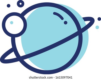 Vector illustration planet. Flat design. Saturn planet. Moon icons from set. 