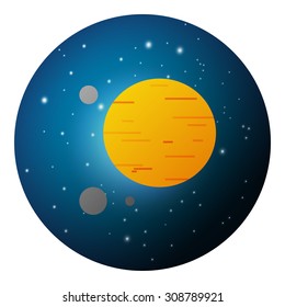 Vector illustration of Planet Jupiter on night starry sky