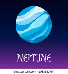 Vector illustration. Planet Neptune on a gradient violet background.