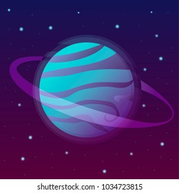 vector illustration of a planet on a gradient background with stars