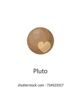 Vector illustration of a planet on a white background. Painted drawing Pluto. Poster for children's education