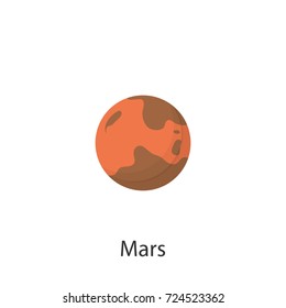 Vector illustration of a planet on a white background. Painted drawing Mars. Poster for children's education