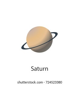 Vector illustration of a planet on a white background. Painted drawing Saturn. Poster for children's education