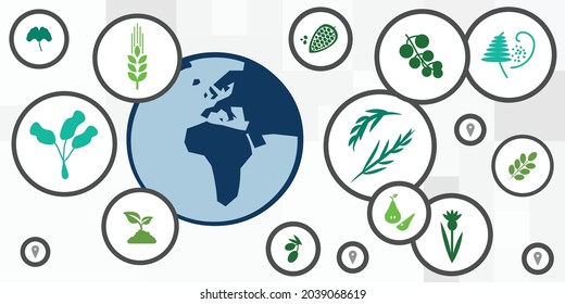 vector illustration of planet and plats and agriculture production environmental issues