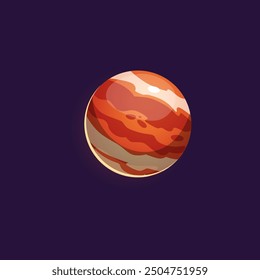 Vector illustration of a planet with red and orange swirling patterns, resembling Jupiter, against a dark purple background. Perfect for space or game design themes.