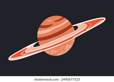 Ilustración vectorial de un planeta con anillos en estilo plano de dibujos animados, Saturno o Icono de Urano. Una representación caprichosa, divertida y linda de un cuerpo celeste en el espacio, para diseños de astronomía y ciencia