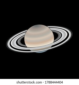 Vector illustration of planet Saturn on a black background.