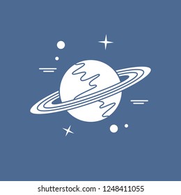 Vector illustration of the planet Saturn with ring system. Design for astronomy apps, websites, print.