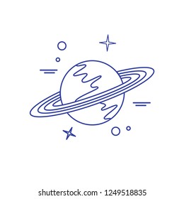 Vector illustration of the planet Saturn with ring system. Design for astronomy apps, websites, print.