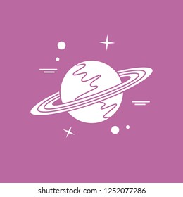 Vector illustration of the planet Saturn with ring system. Design for astronomy apps, websites, print.