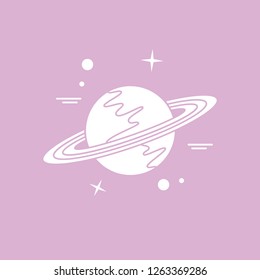 Vector illustration of the planet Saturn with ring system. Design for astronomy apps, websites, print.