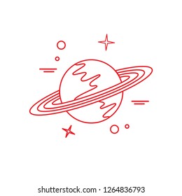Vector illustration of the planet Saturn with ring system. Design for astronomy apps, websites, print.