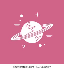 Vector illustration of the planet Saturn with ring system. Design for astronomy apps, websites, print.