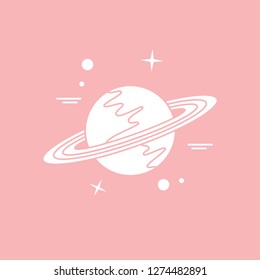 Vector illustration of the planet Saturn with ring system. Design for astronomy apps, websites, print.