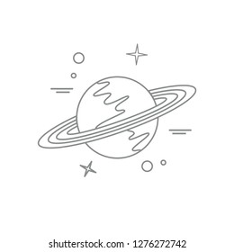 Vector illustration of the planet Saturn with ring system. Design for astronomy apps, websites, print.