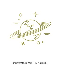 Vector illustration of the planet Saturn with ring system. Design for astronomy apps, websites, print.