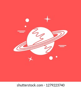 Vector illustration of the planet Saturn with ring system. Design for astronomy apps, websites, print.
