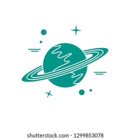 Vector illustration of the planet Saturn with ring system. Design for astronomy apps, websites, print.