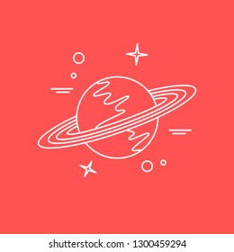 Vector illustration of the planet Saturn with ring system. Design for astronomy apps, websites, print.