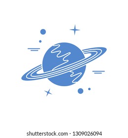 Vector illustration of the planet Saturn with ring system. Design for astronomy apps, websites, print.
