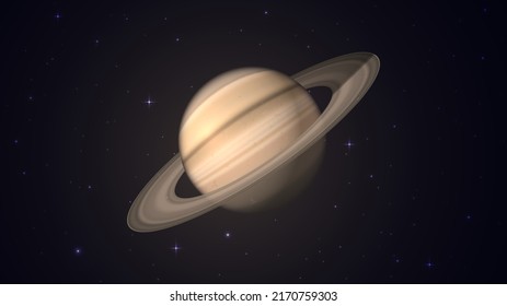 Vector illustration of the planet Saturn in space
