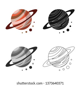 Vector illustration of planet  and system icon. Set of planet  and orbit  vector icon for stock.