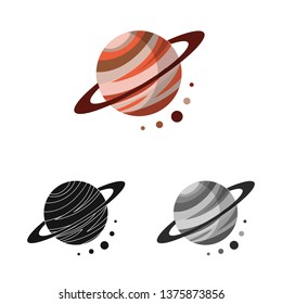Vector illustration of planet  and system symbol. Set of planet  and orbit  stock symbol for web.