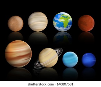 Vector Illustration of Planets in the Solar System