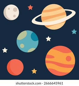 Vector illustration of planets and stars