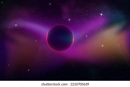 A vector illustration of the planets in the universe with nebula as a background.