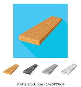 Vector illustration of plank and piece icon. Set of plank and trunk stock vector illustration.