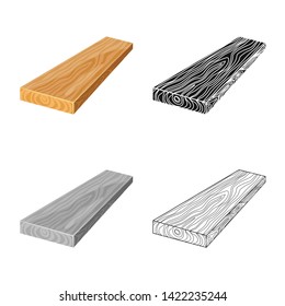 Vector illustration of plank  and piece  symbol. Collection of plank  and trunk vector icon for stock.