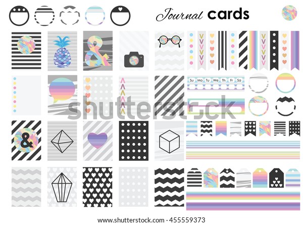 Vector Illustration Planner Stickers Journal Cards Stock