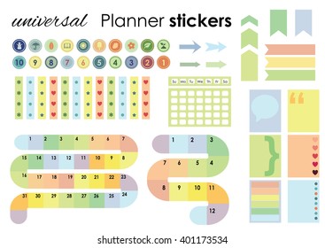 vector illustration / planner stickers set / empty months grid