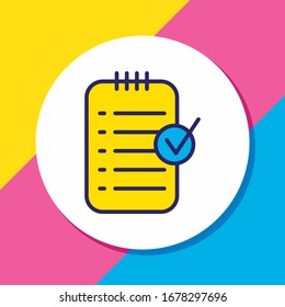 Ilustración vectorial de la línea coloreada del icono de planificación. El elemento de bellas actividades también se puede utilizar como elemento de icono del portapapeles.