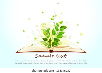 vector illustration of plant growing on open book