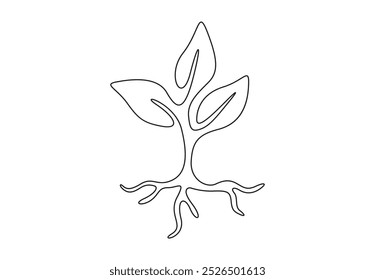 Vector illustration of plant growth process continuous one line drawing