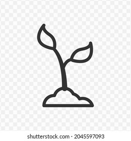 Vector illustration of plant icon in dark color and transparent background(png).