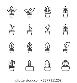 vector illustration of plant icon set