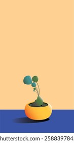  vector illustration of a plant in a minimalist pot with bright colors. suitable for wallpaper or simple unique photo display, or lettering.