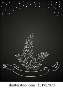 Vector illustration of plant on blackboard. Concept decoration for a coffeehouse, coffee shop menu, organic products, natural herbs, pharmacy, drug-store, homeopathy, wedding invitation, winter decor