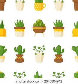 Vector illustration plant pattern on white background.  