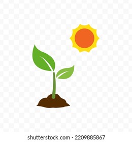 Vector illustration of plant photosynthesis icon sign and symbol. colored icons for website design .Simple design on transparent background (PNG).