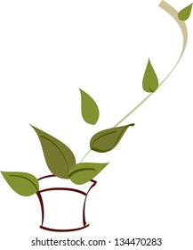 Ilustración vectorial de una planta en la olla